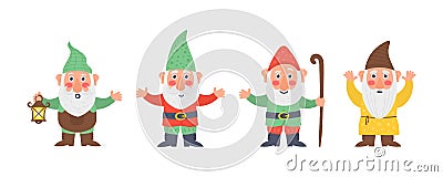 Collection gnome character. Vector Illustration